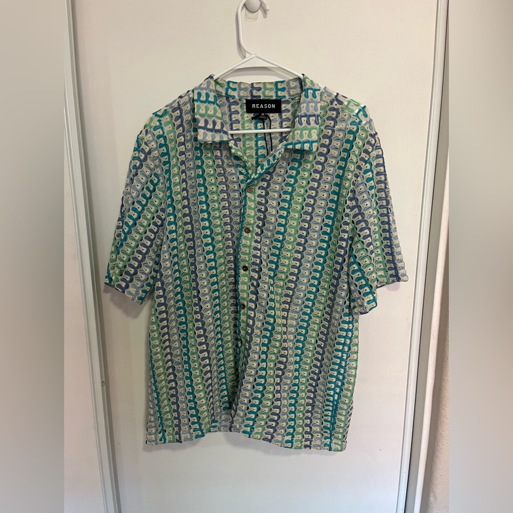 Reason‎ Brand Shirt Mens M Multicolor Casual Button-Up Vibrant Colorful
